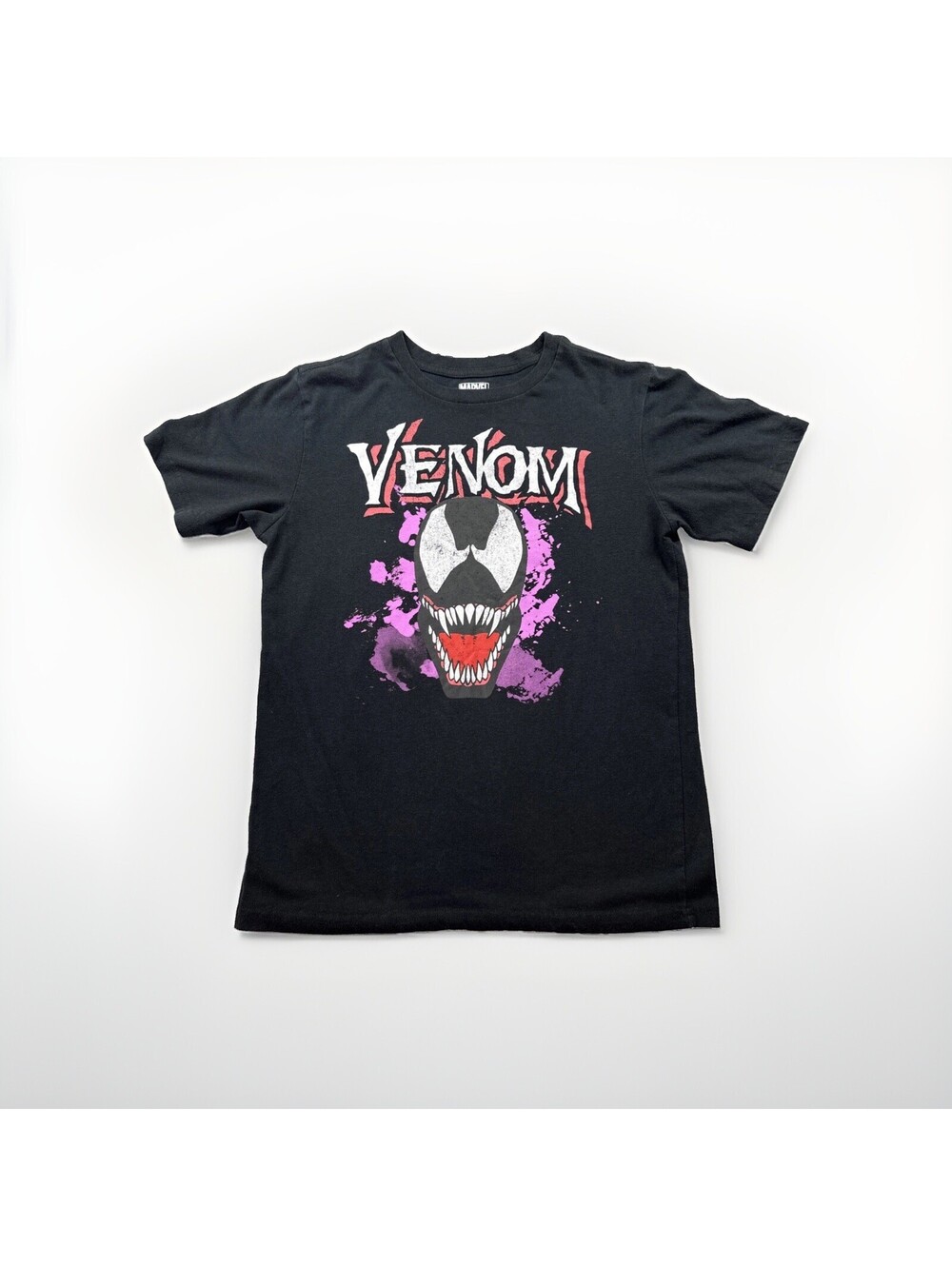 Marvel Boy's T-Shirt Short Sleeve Venom Graphic Print Size XL 14/16 Black Cotton